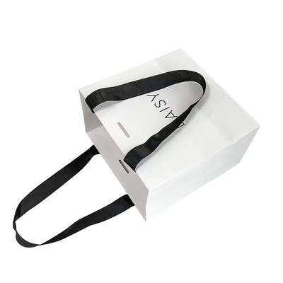 Sacos de portador cosméticos de gravação do Livro Branco dos sacos de papel do punho da fita