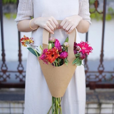 Leve embora a flor do papel de embalagem ensaca o saco de Bouquet Handle Flower do florista da planta